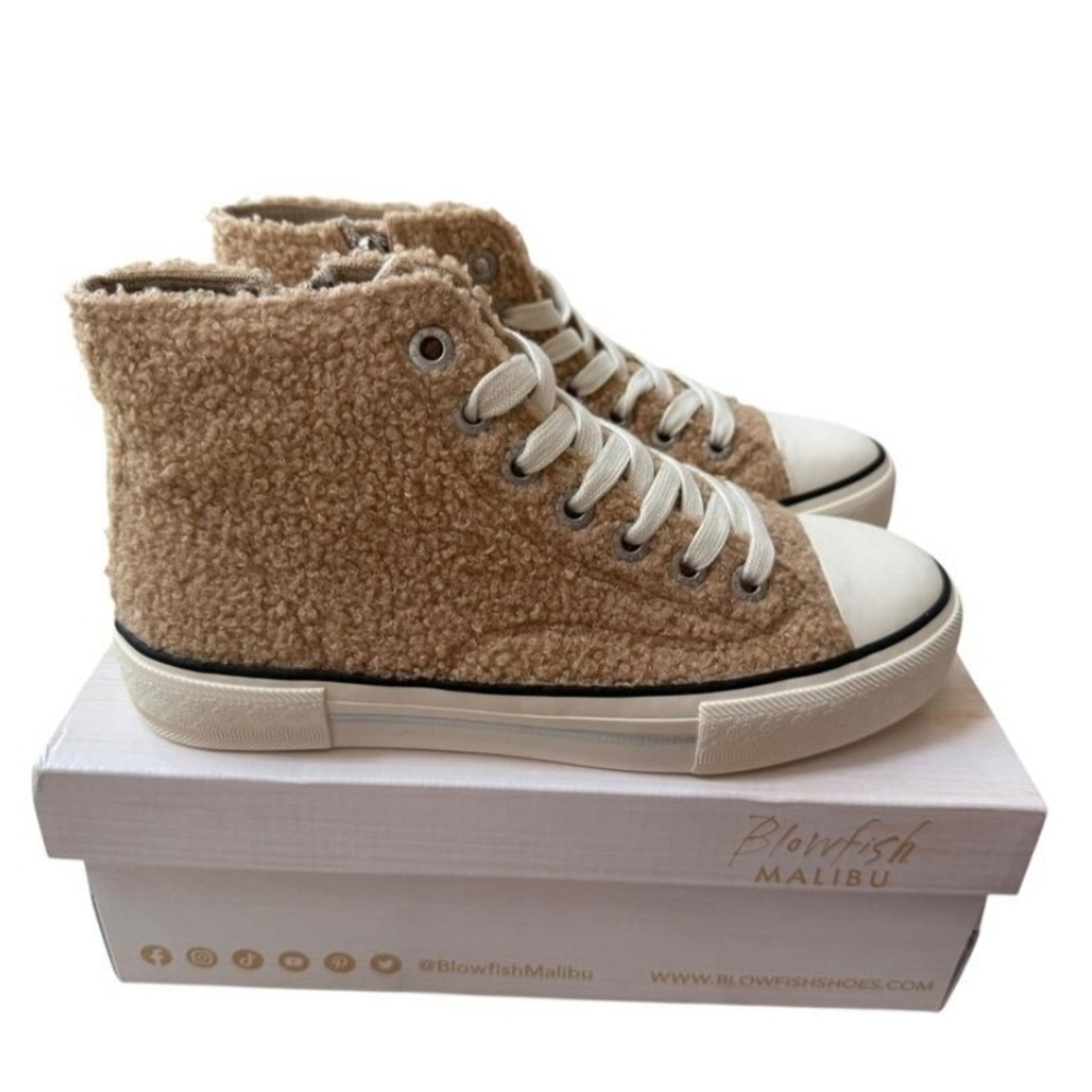 Blowfish Malibu Neutral Tan High-Top Sneakers Women's Size 6.5 NWT Textile